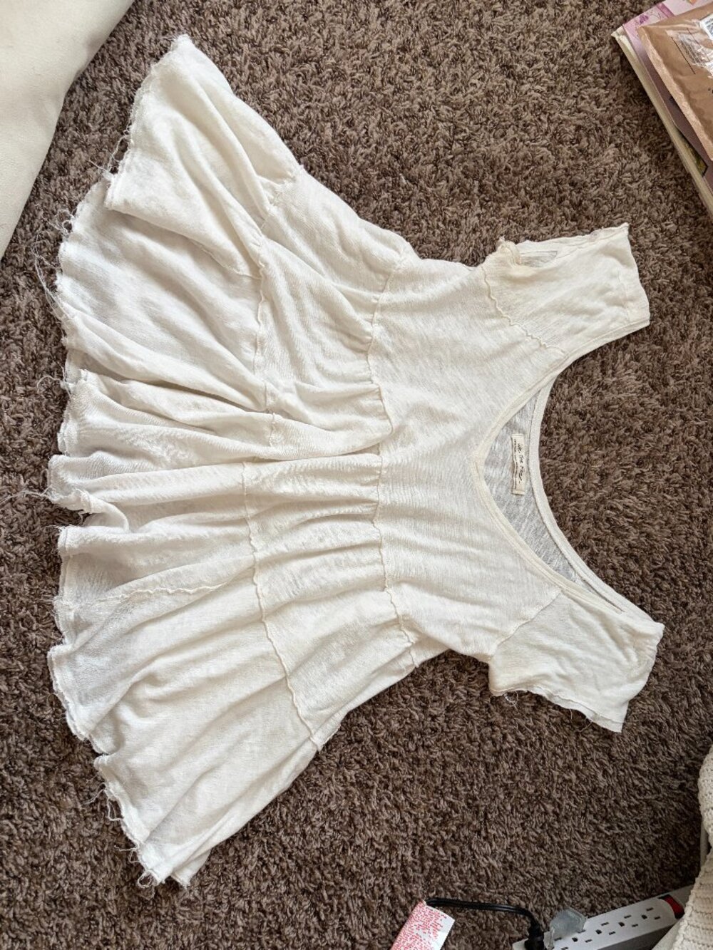 Free People We The Free Bella Babydoll Top Ivory White Size XS